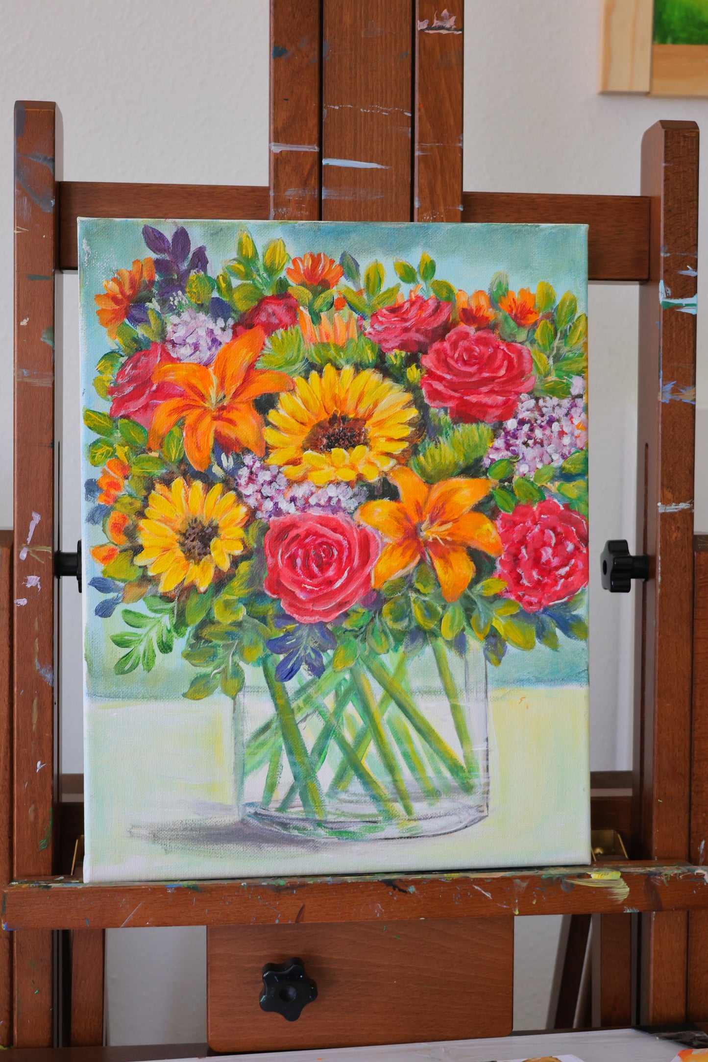 Spring Blossoms Flowers Painting Original Acrylic Painting on 11x14 Stretched Canvas