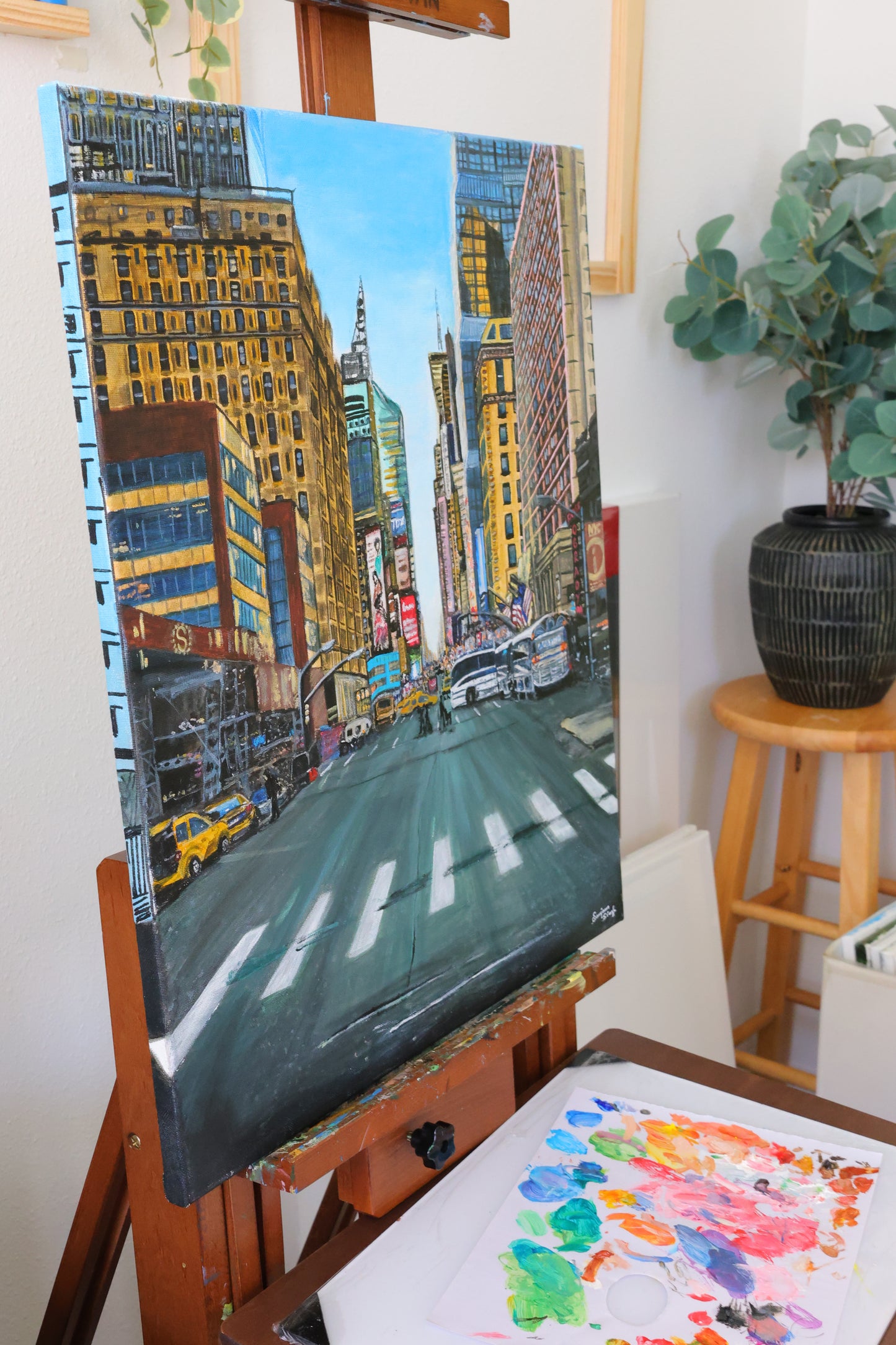 New York City Painting Original Acrylic Painting on 20x24 Stretched Canvas