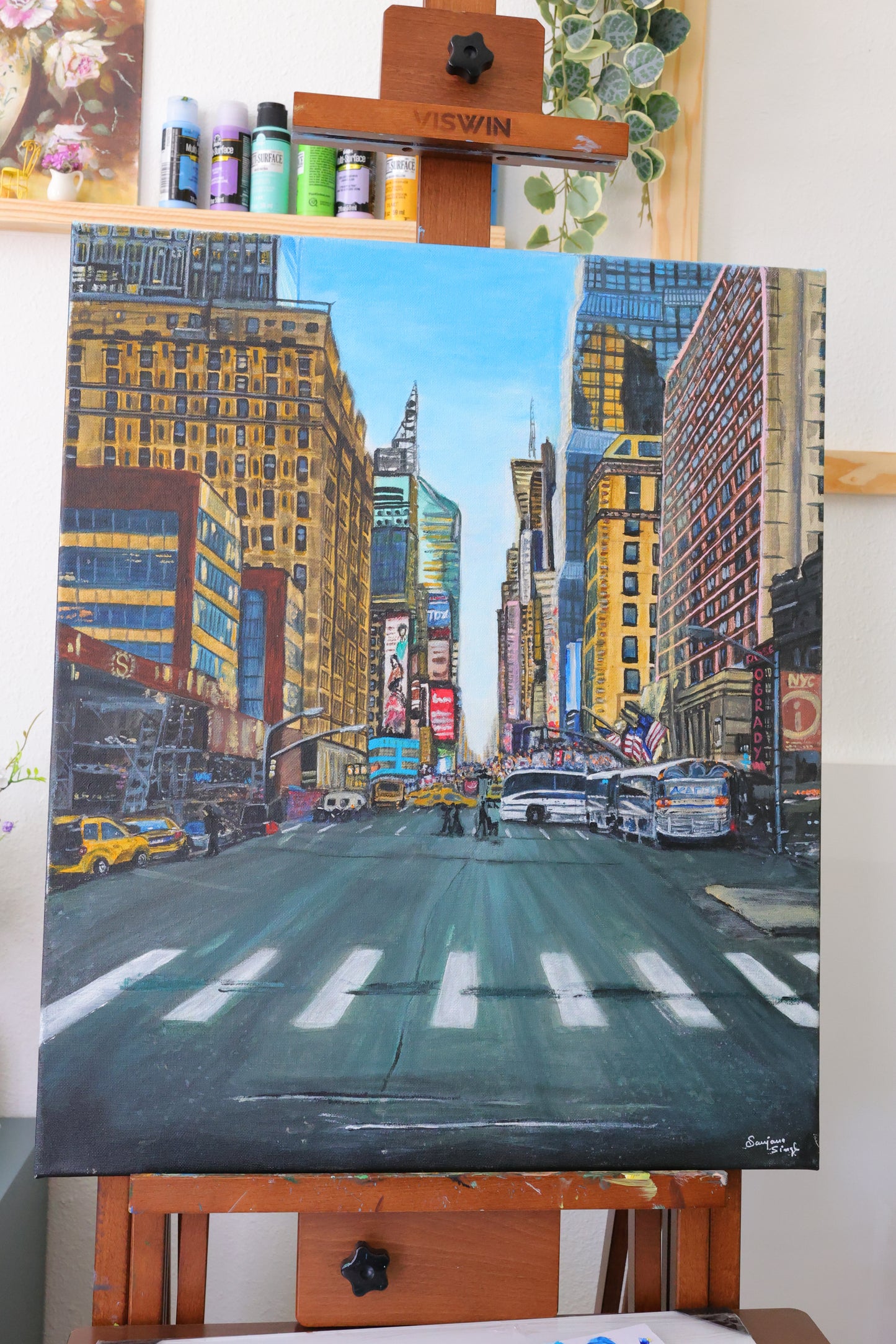 New York City Painting Original Acrylic Painting on 20x24 Stretched Canvas