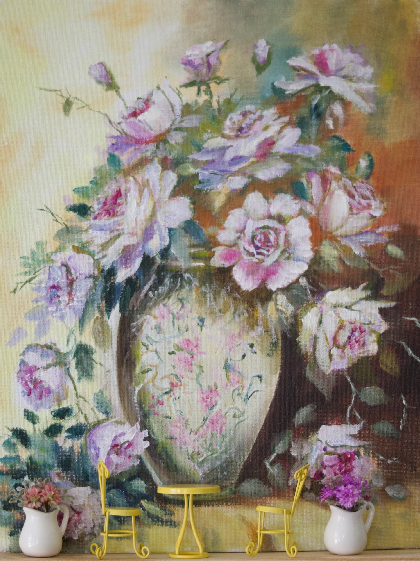 Flowers with the vase Original Oil Painting on 11x14 Canvas Panel