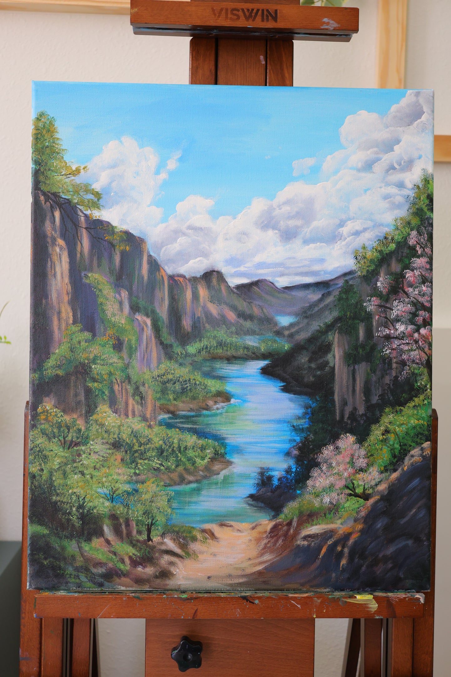 Serene Mountains Landscape Painting Original Acrylic Painting on 16x20 Stretched Canvas