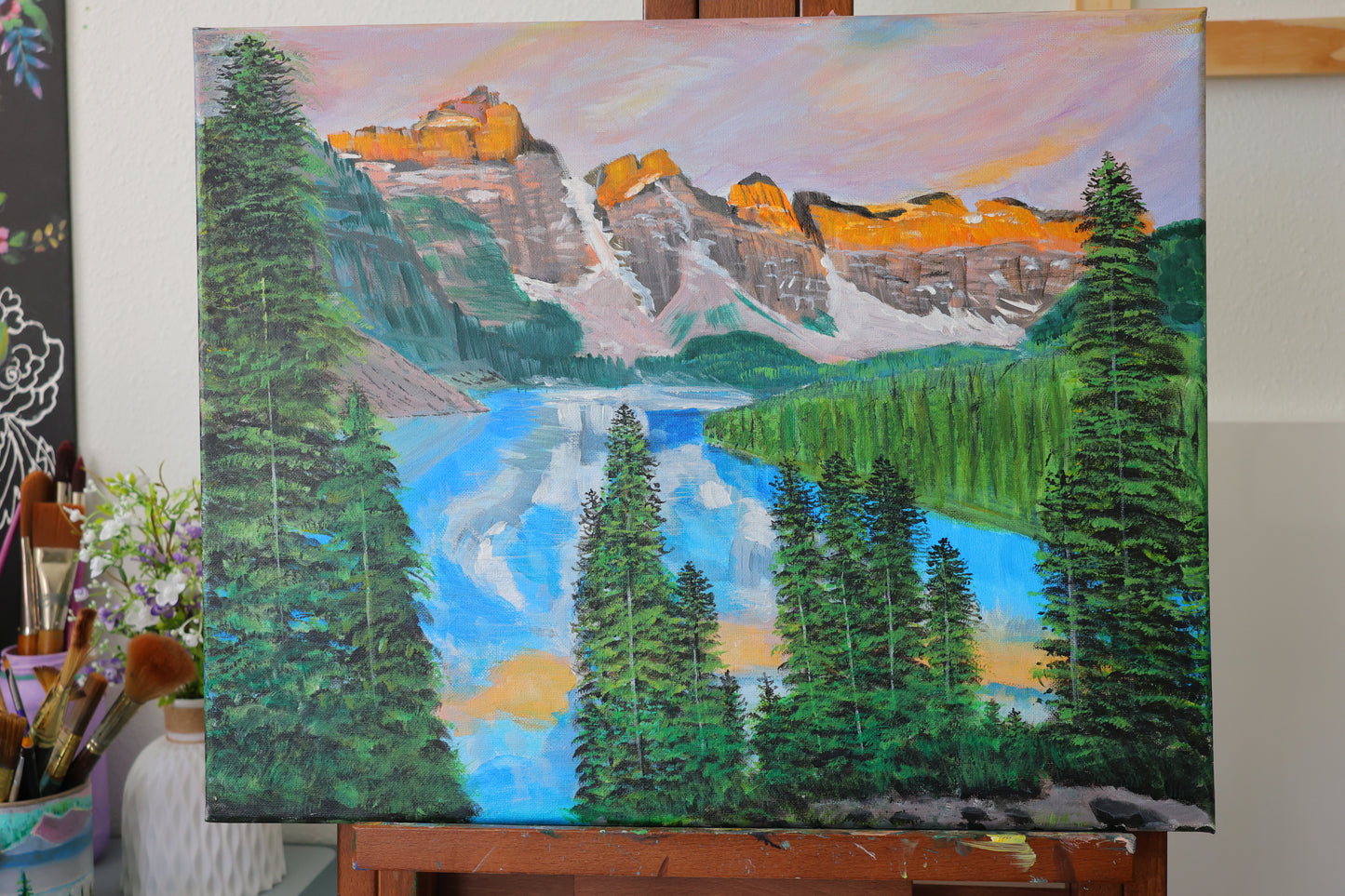 Mountains Painting Original Acrylic Painting On 16x20 Stretched Canvas