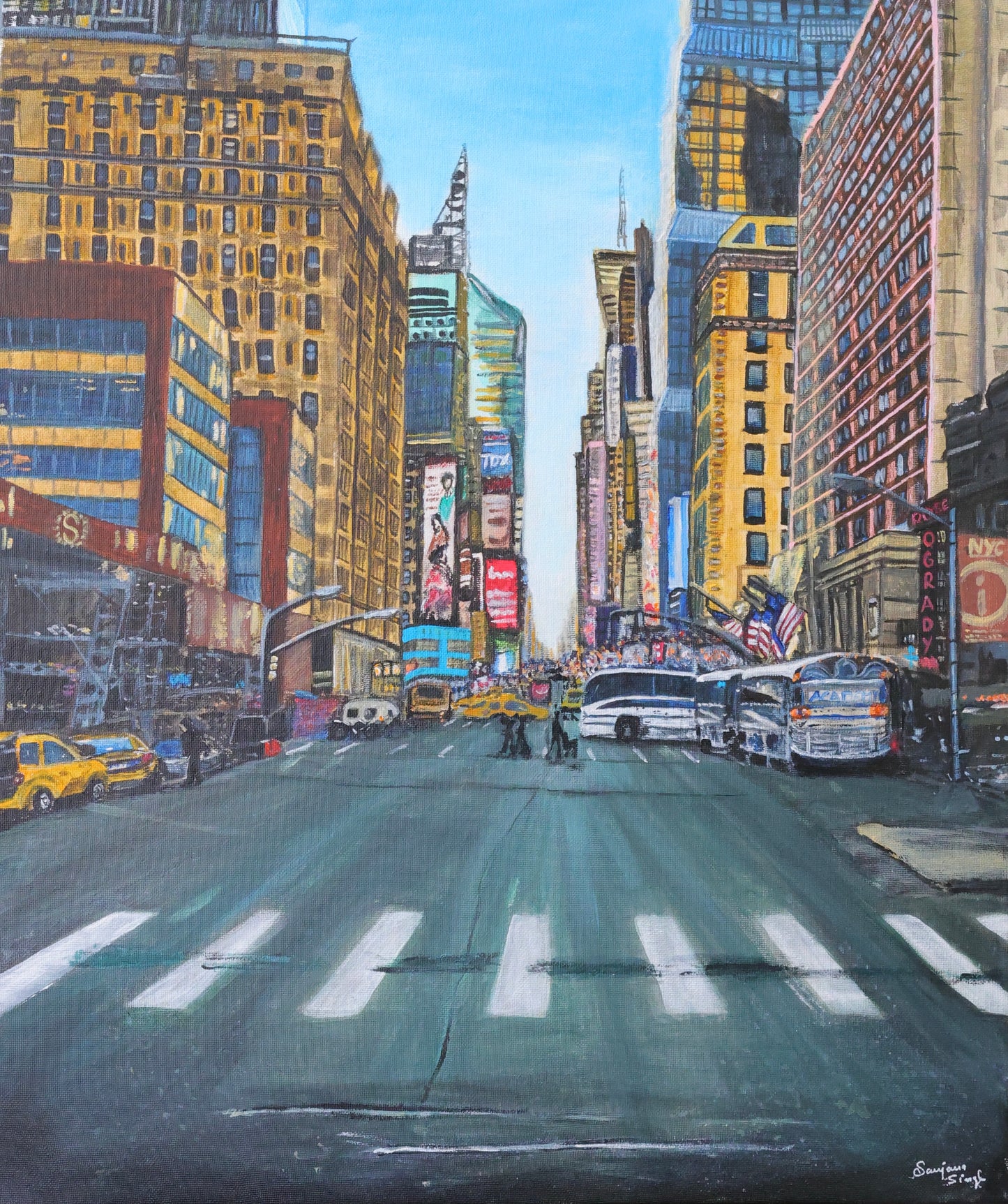 New York City Painting Original Acrylic Painting on 20x24 Stretched Canvas