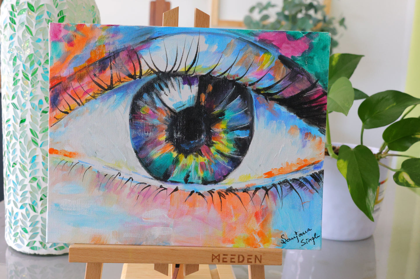 Eye Painting Original Acrylic Painting on 8x10 Canvas Panel