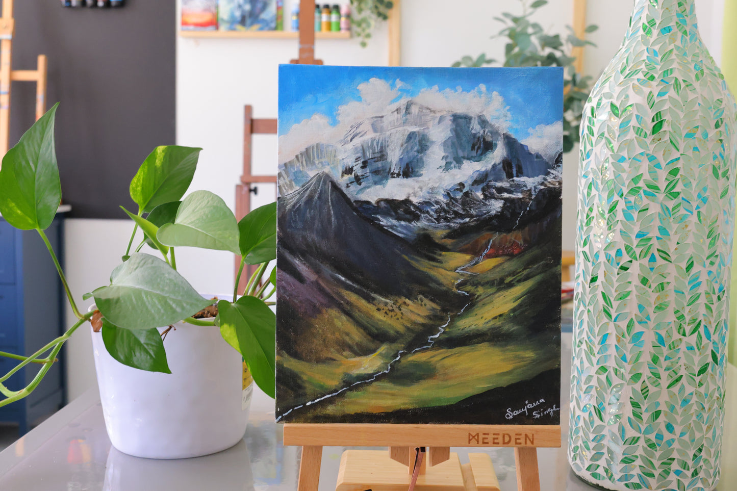 Original Mountain landscape Painting in Acrylic on 10x8 Canvas Panel