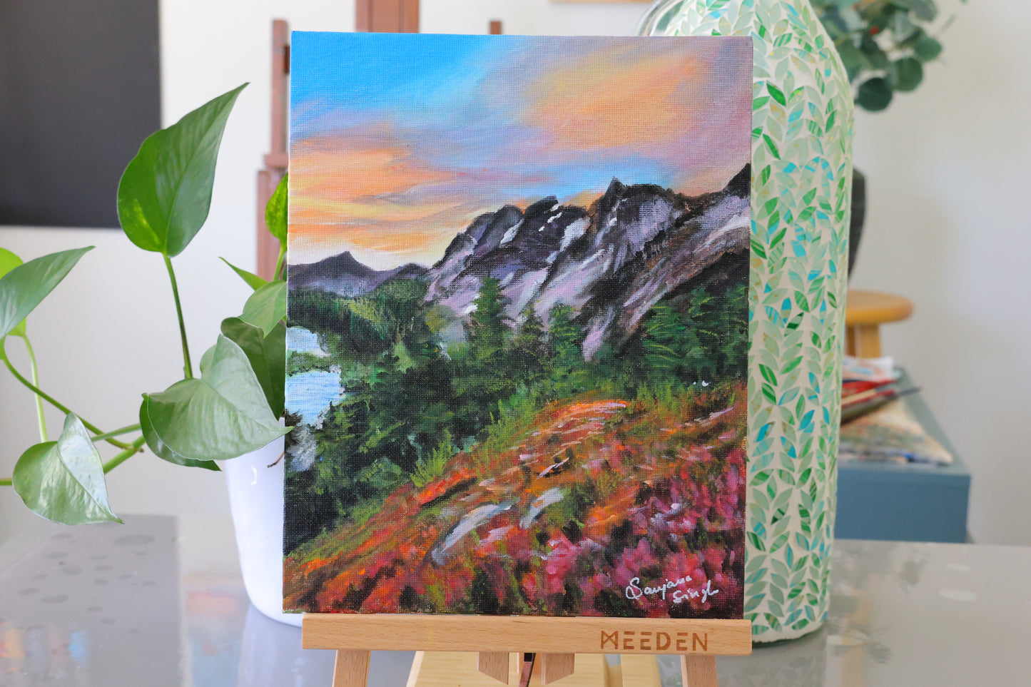 Mountains glory Original Painting Original Acrylic Painting on 8x10 Canvas Panel