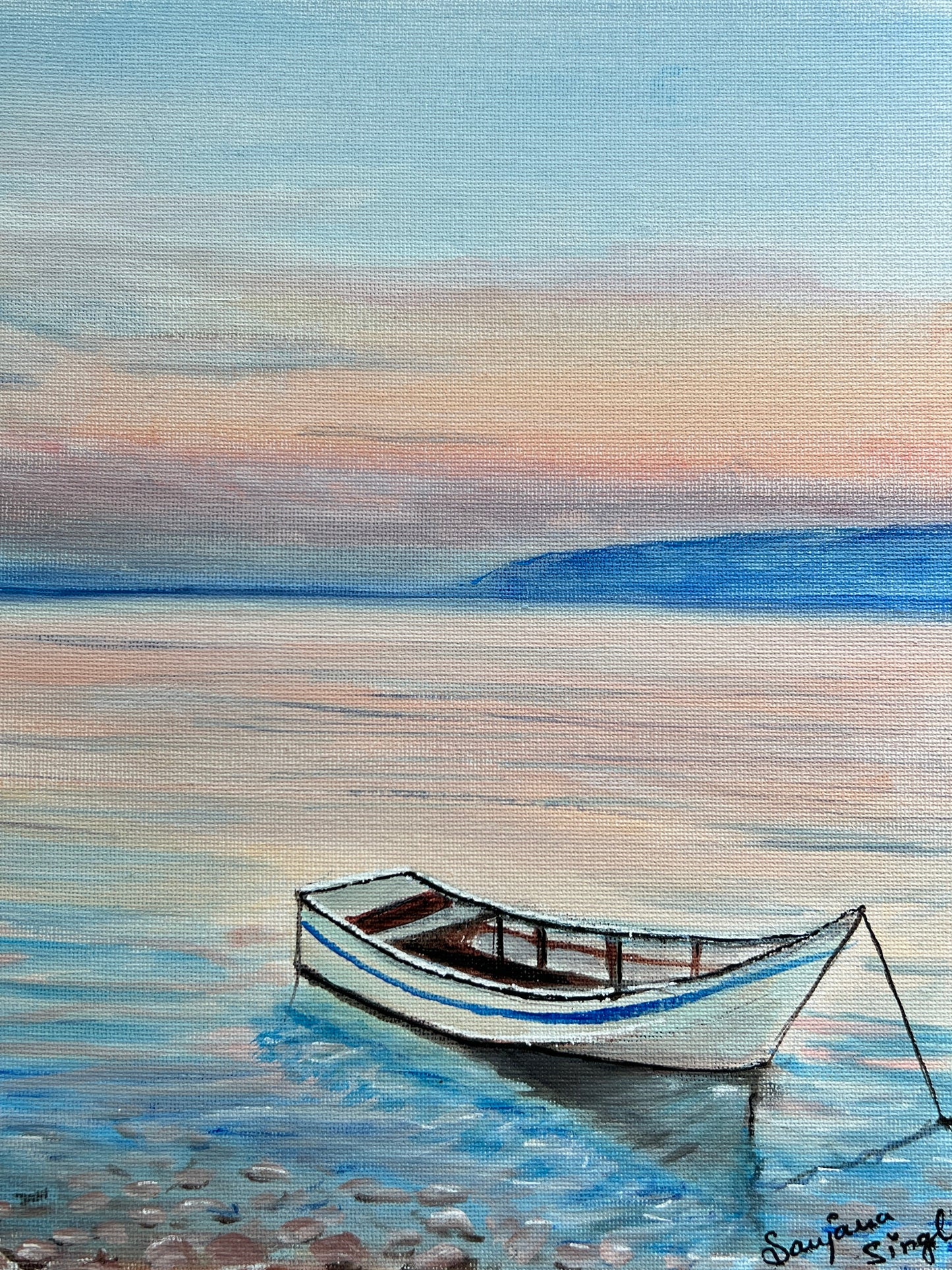 Sunset View Original Acrylic Painting on 8x10 Canvas Panel