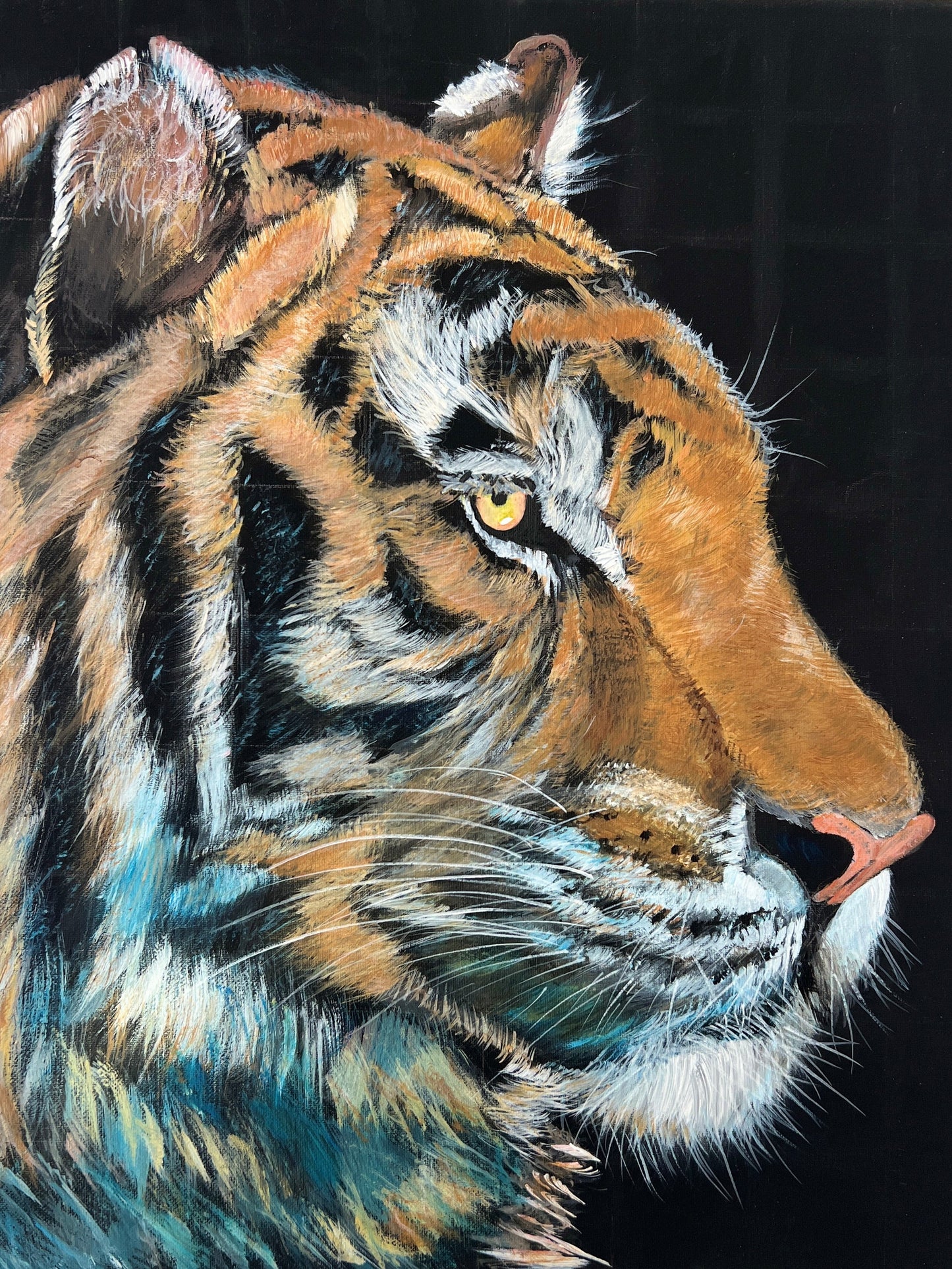 The Tiger Painting Original Acrylic Painting on 16x29 Stretched Canvas